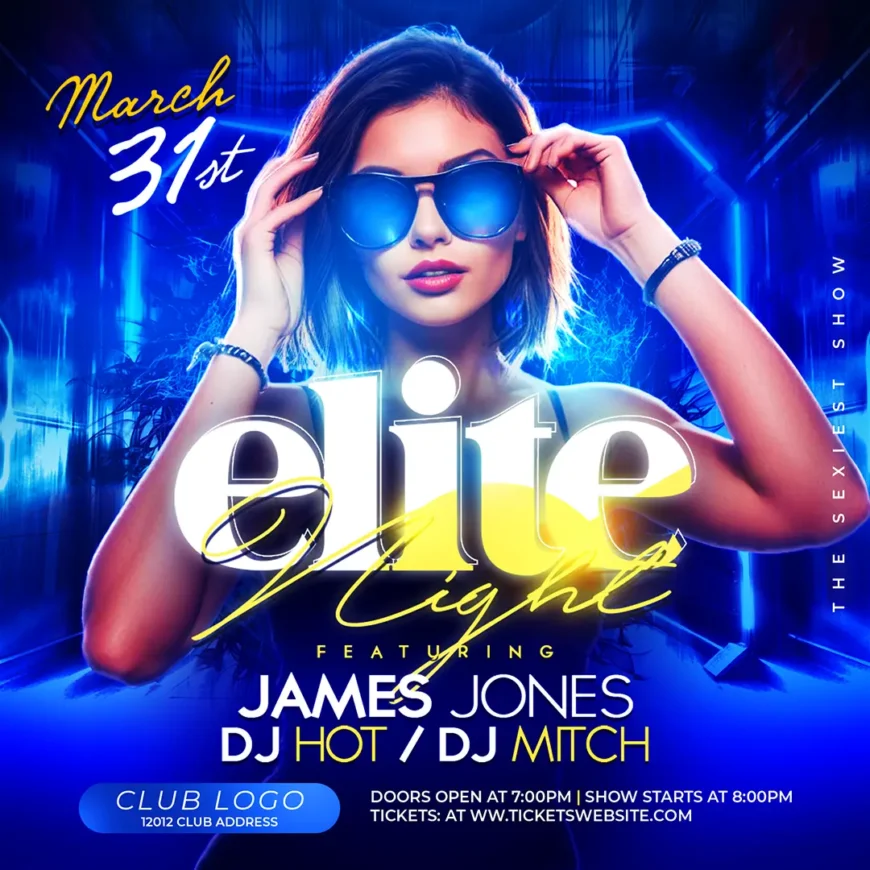 Elegant club flyer photoshop template PSD