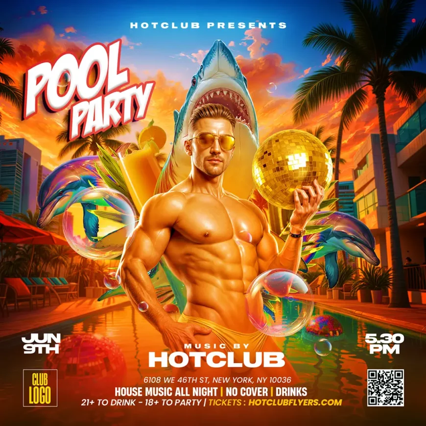 flyer template pool party